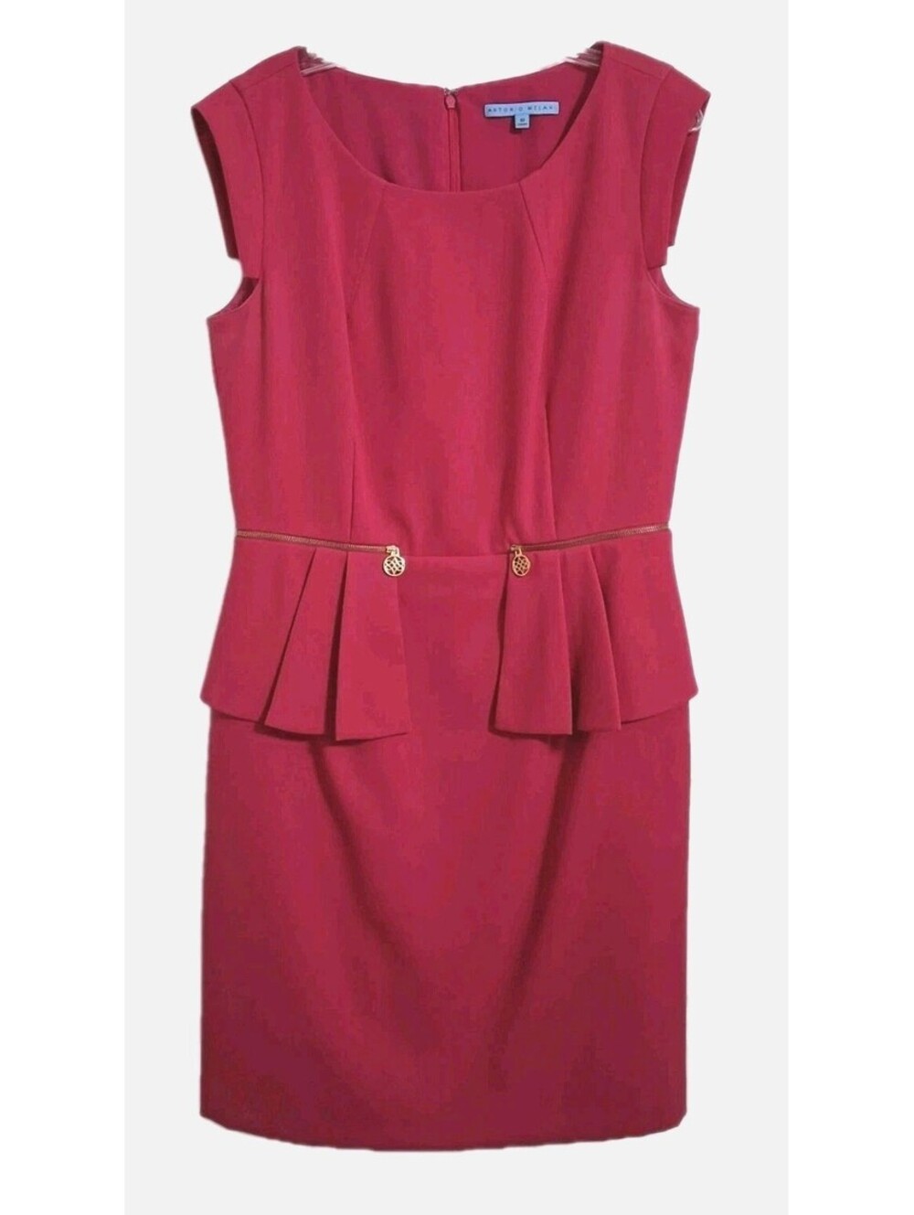 Women's Hot Pink Berry Pleated Zip Waist Dress Size 10 ANTONIO MELANI UGC